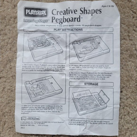 Playskool Creative Shapes Pegboard Activity Desk #2051 Learning Kid Toy 1994 - Picture 6 of 7